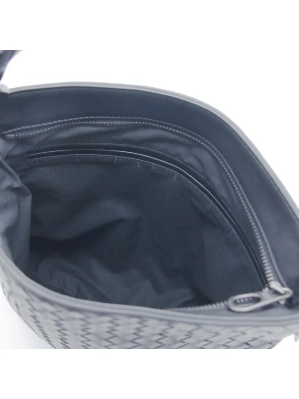 Bottega Veneta Intrecciato Shoulder Bag Black Leather